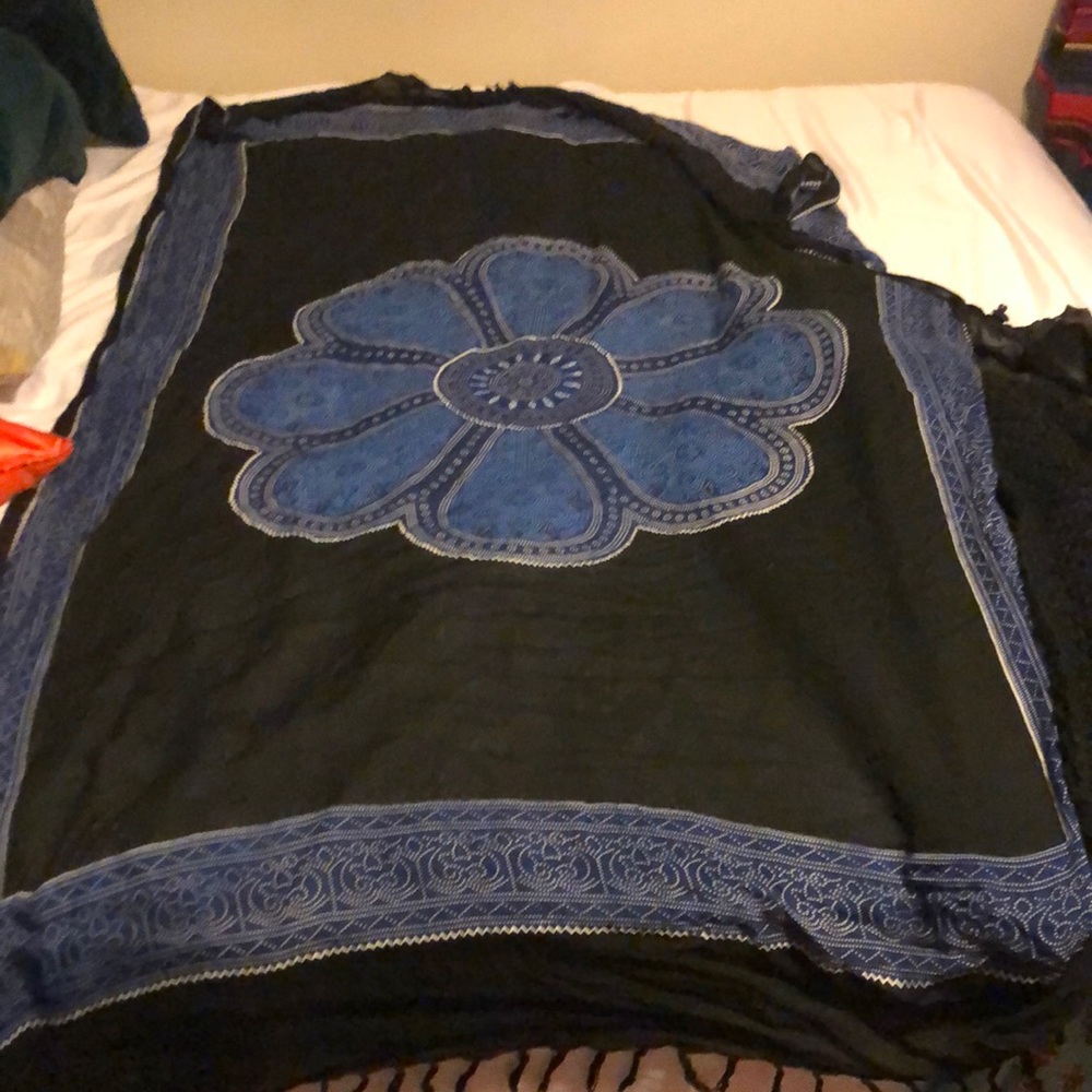 Black & blue sari/tapestry/scarf